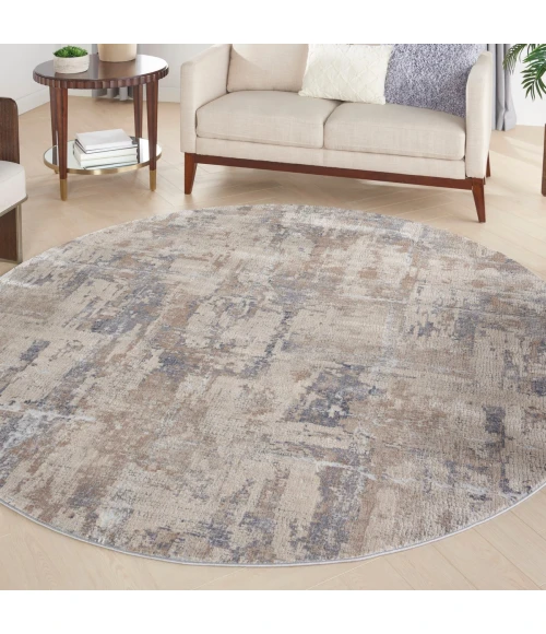 Nourison Rustic Textures Area Rug RUS06 Beige/Grey 7'10" Round
