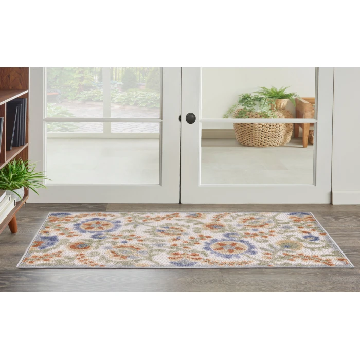 Nourison Aloha Ivory Blue ALH17 2 ft. 8 in. X 4 ft. Rectangle Rug