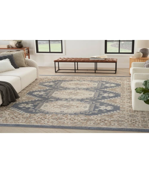 Nourison Serenity Home Ivory Blue SRH01 7 ft. 10 in. X 9 ft. 10 in. Rectangle Rug