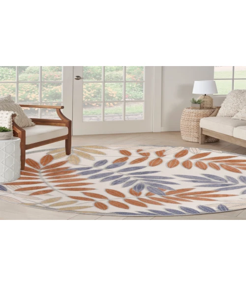 Nourison Aloha Blue Mocha ALH18 5 ft. 3 in. Round Rug
