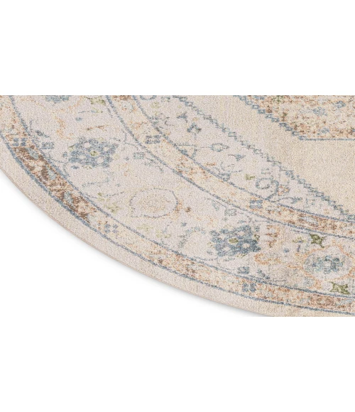 Nourison Astra Machine Washable Ivory Blue ASW13 5 ft. 3 in. Round Rug