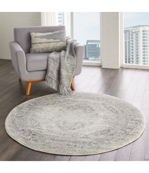 Nourison Tranquil Round Area Rug TRA05-Ivory/Grey