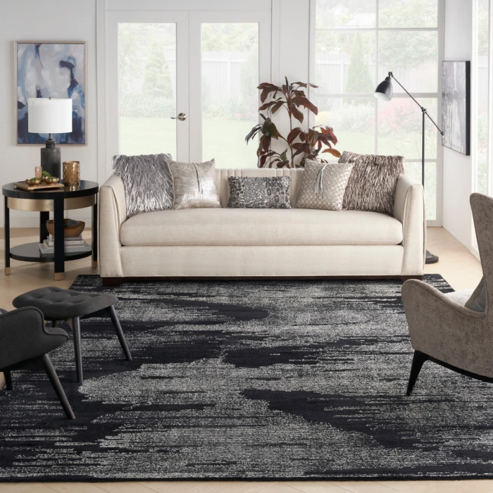 Michael Amini Ma30 Star Area Rug SMR02 Black Ivory