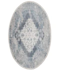 Nourison Astra Machine Washable Blue Ivory ASW11 5 ft. 3 in. Round Rug