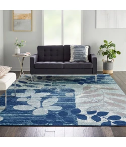 Nourison Home Tranquil TRA01 Navy/Light Blue 8 ft. 10 in. X 11 ft. 10 in. Area Rug
