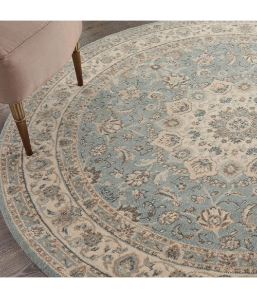 Nourison Living Treasures Round Area Rug LI15-Aqua/Ivory