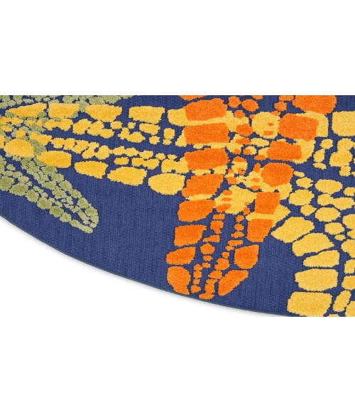 Nourison Aloha Blue Multicolor ALH28 5 ft. 3 in. Round Rug