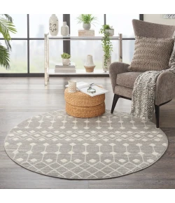 Nourison Home Grafix GRF37 Grey 5 ft. 3 in. Round Area Rug