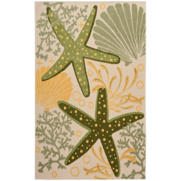 Nourison Aloha Green Yellow ALH24 3 ft. 6 in. X 5 ft. 6 in. Rectangle Rug