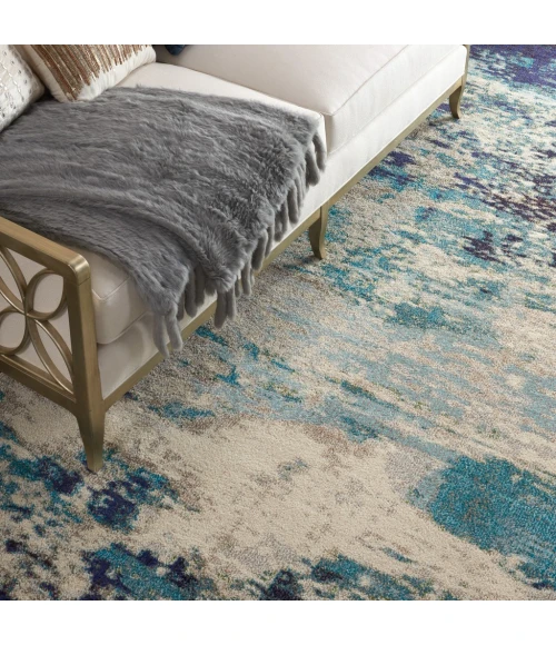 Nourison Celestial Area Rug CES02-Ivory/Teal Blue