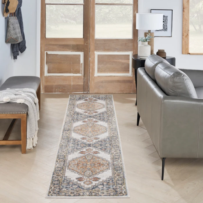 Nourison Astra Machine Washable Area Rug ASW11 Grey/Gold