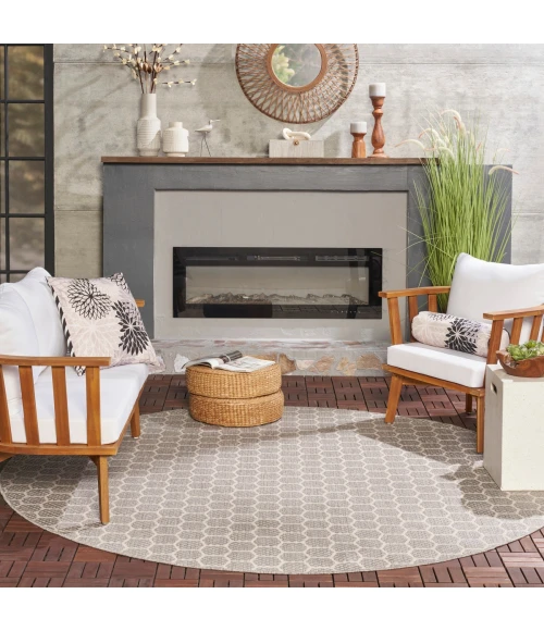 Nourison Twist Reversible Grey TWS01 8 ft. X Round Rug