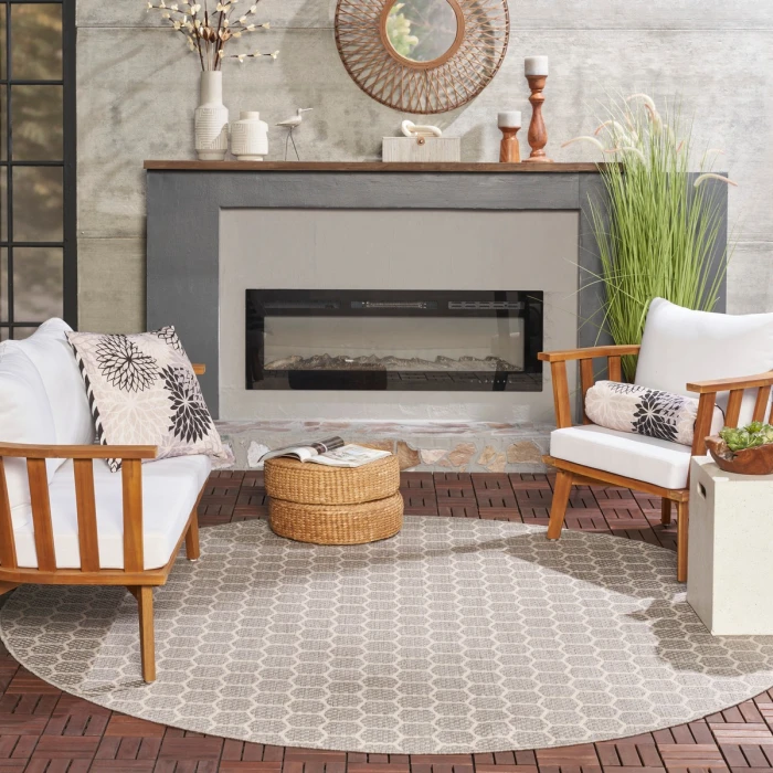 Nourison Twist Reversible Grey TWS01 8 ft. X Round Rug