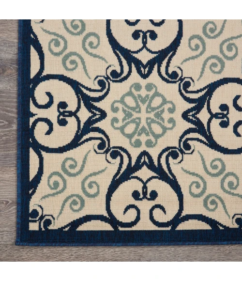 Nourison Caribbean Square Area Rug CRB02-Ivory/Navy