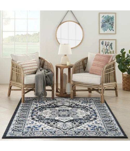 Nourison Passion Area Rug PSN33 Black Ivory 5'3" x 7'3"