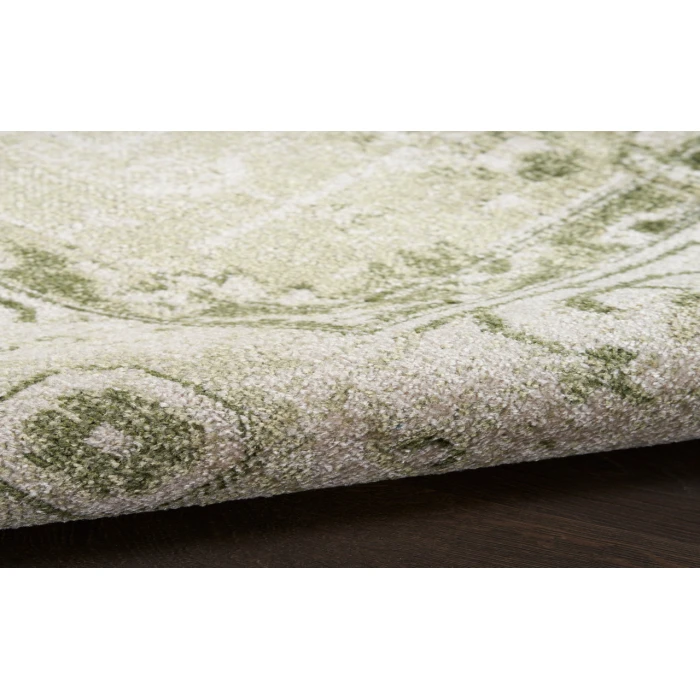 Nourison Astra Machine Washable Ivory Green ASW11 2 ft. 2 in. X 10 ft. Rectangle Rug