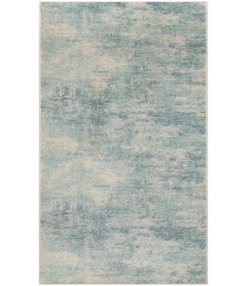 Nourison Astra Machine Washable Blue Ivory ASW07 2 ft. 2 in. X 8 ft. Rectangle Rug