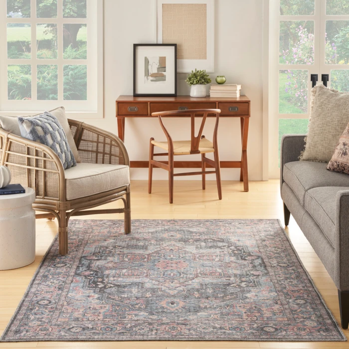 Nicole Curtis Machine Washable Series 1 Area Rug SR101 Light Blue Multi
