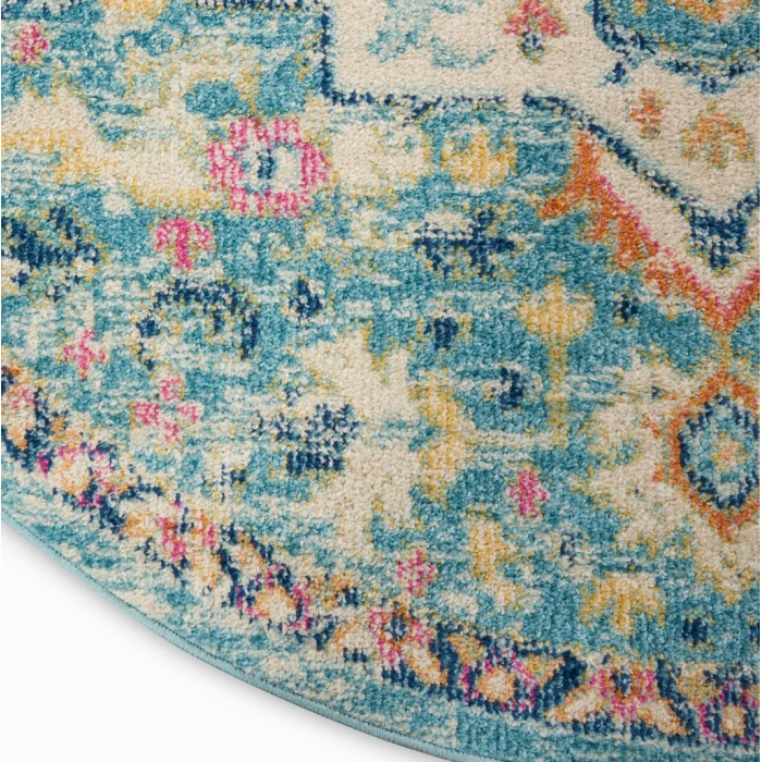 Nourison Passion Round Area Rug PSN25-Ivory/Light Blue