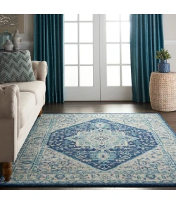 Nourison Home Tranquil TRA06 Ivory/Navy 6 ft. X 9 ft. Area Rug