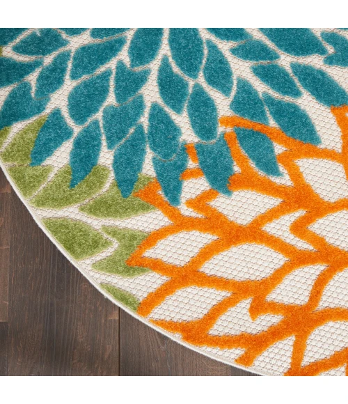 Nourison Aloha Area Rug ALH05 Turquoise Multicolor 7'10" x round