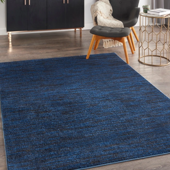 Nourison Essentials Midnight Blue Area Rug NRE01-Midnight Blue