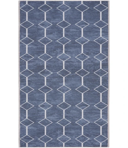 Nicole Curtis Machine Washable Series 1 Navy SR107 2 ft. 2 in. X 10 ft. Rectangle Rug