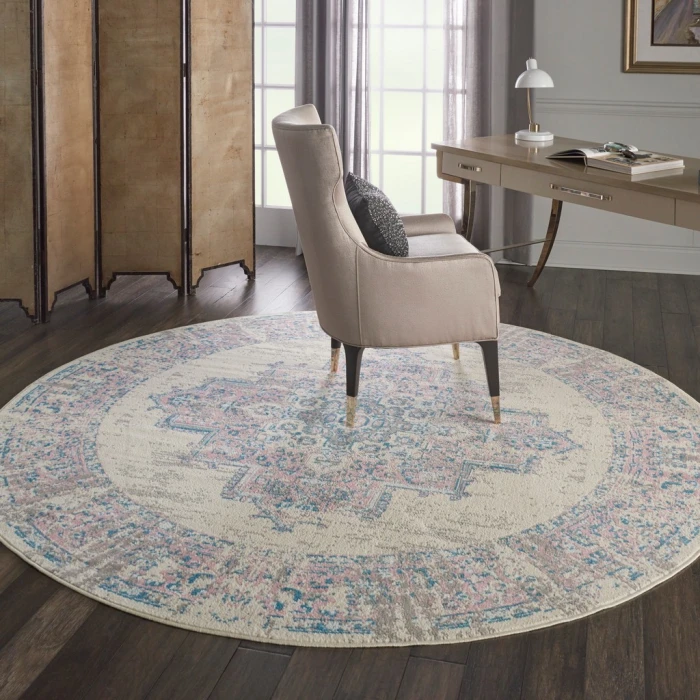 Nourison Grafix Round Area Rug GRF14-Ivory/Pink
