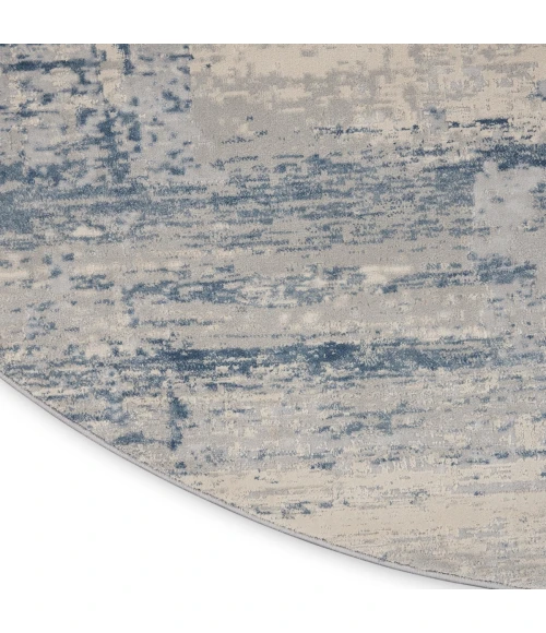 Nourison Rustic Textures Area Rug RUS10 Ivory Blue 7'10" Round