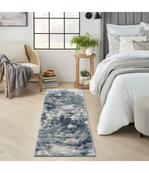 Kathy Ireland American Manor Area Rug AMR03 Blue/Ivory 2'2" x 7'6"