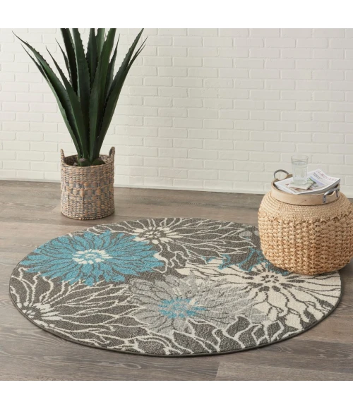 Nourison Passion Round Area Rug PSN17-Charcoal/Blue
