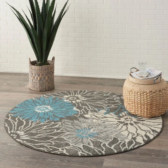 Nourison Passion Round Area Rug PSN17-Charcoal/Blue