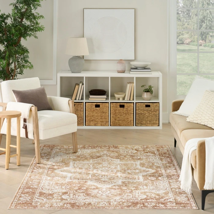 Nourison Astra Machine Washable Rust ASW12 4 ft. X 6 ft. Rect. Rug