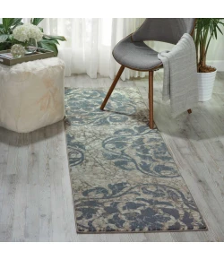Nourison Home Maxell MAE10 Ivory/Blue 2 ft. 2 in. X 7 ft. 6 in. Area Rug