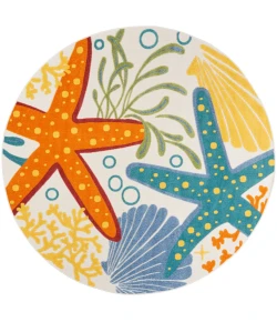 Nourison Home Aloha ALH24 Multicolor 7 ft. 10 in. Round Area Rug
