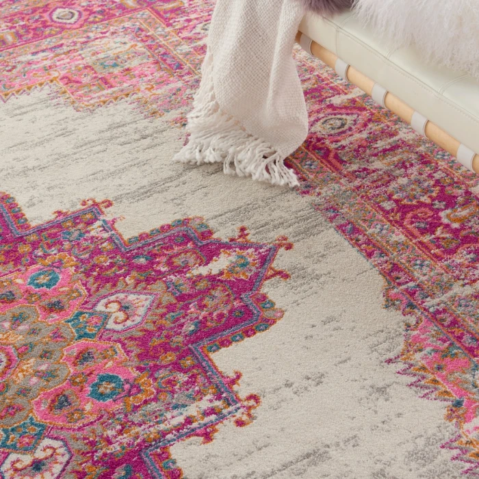 Nourison Passion Area Rug PSN03-Ivory/Fuchsia