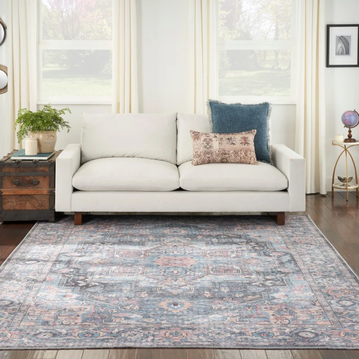 Nicole Curtis Machine Washable Series 1 Area Rug SR101 Blue 8' x 10'