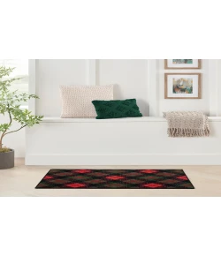 Nourison Home Accent Decor/Xmas 188JP Red Black 2 ft. X 3 ft. Area Rug