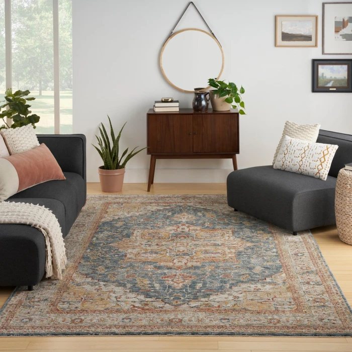 Nourison Sahar Ivory Blue SHR06 9 ft. X 13 ft. Rect. Rug