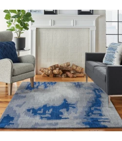 Nourison Home Symmetry SMM10 Grey/Blue 5 ft. 3 in. X 7 ft. 9 in. Area Rug