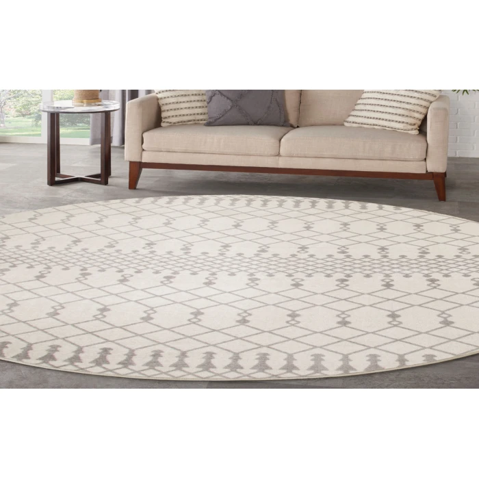Nourison Astra Machine Washable Ivory ASW10 5 ft. 3 in. Round Rug