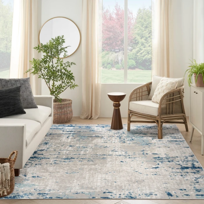 Nourison Quarry Ivory Grey Blue QUA01 9 ft. X 12 ft. Rect. Rug