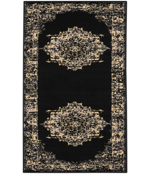 Nourison Grafix Black GRF14 2 ft. X 6 ft. Rectangle Rug