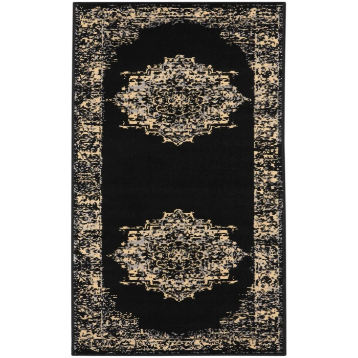 Nourison Grafix Black GRF14 2 ft. X 6 ft. Rectangle Rug