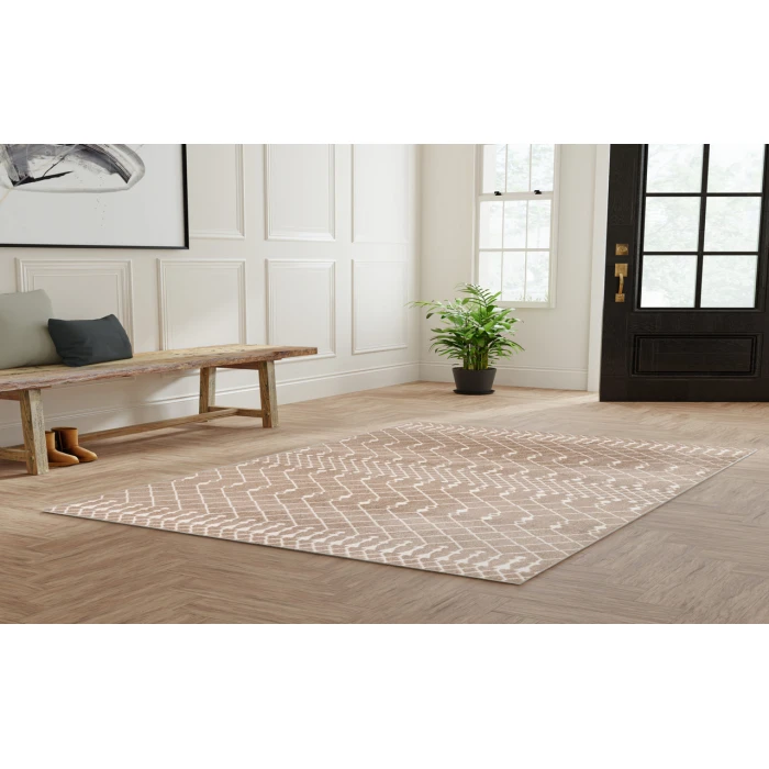 Nourison Astra Machine Washable Taupe ASW10 5 ft. 3 in. X 7 ft. Rectangle Rug