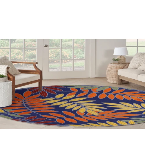 Nourison Aloha Navy Multicolor ALH18 7’10” Round Rug