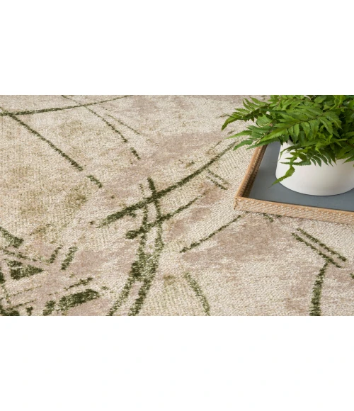 Nourison Astra Machine Washable Beige Green ASW14 5 ft. 3 in. X 7 ft. Rectangle Rug