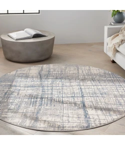 Calvin Klein CK950 Rush CK950 Ivory Blue 6 ft. Round Area Rug
