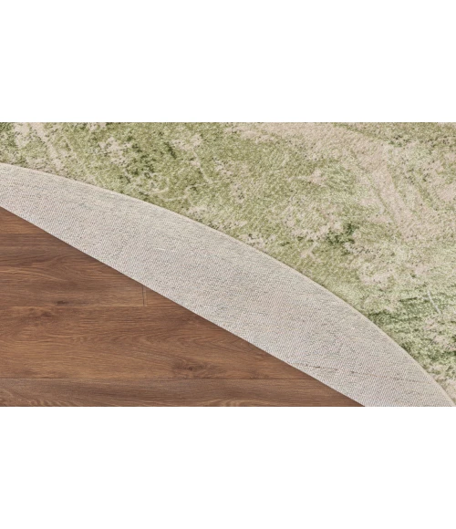 Nourison Astra Machine Washable Ivory Green ASW12 5 ft. 3 in. Round Rug
