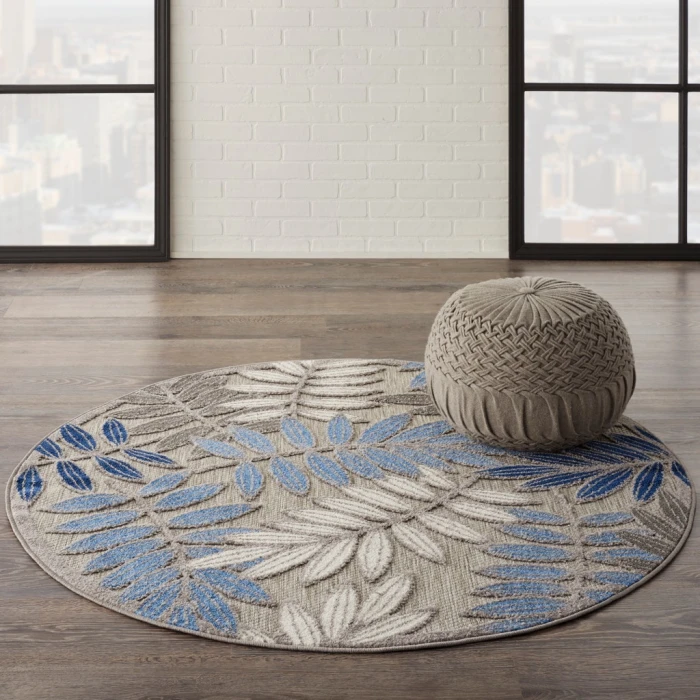 Nourison Aloha Round Area Rug ALH18-Grey/Blue